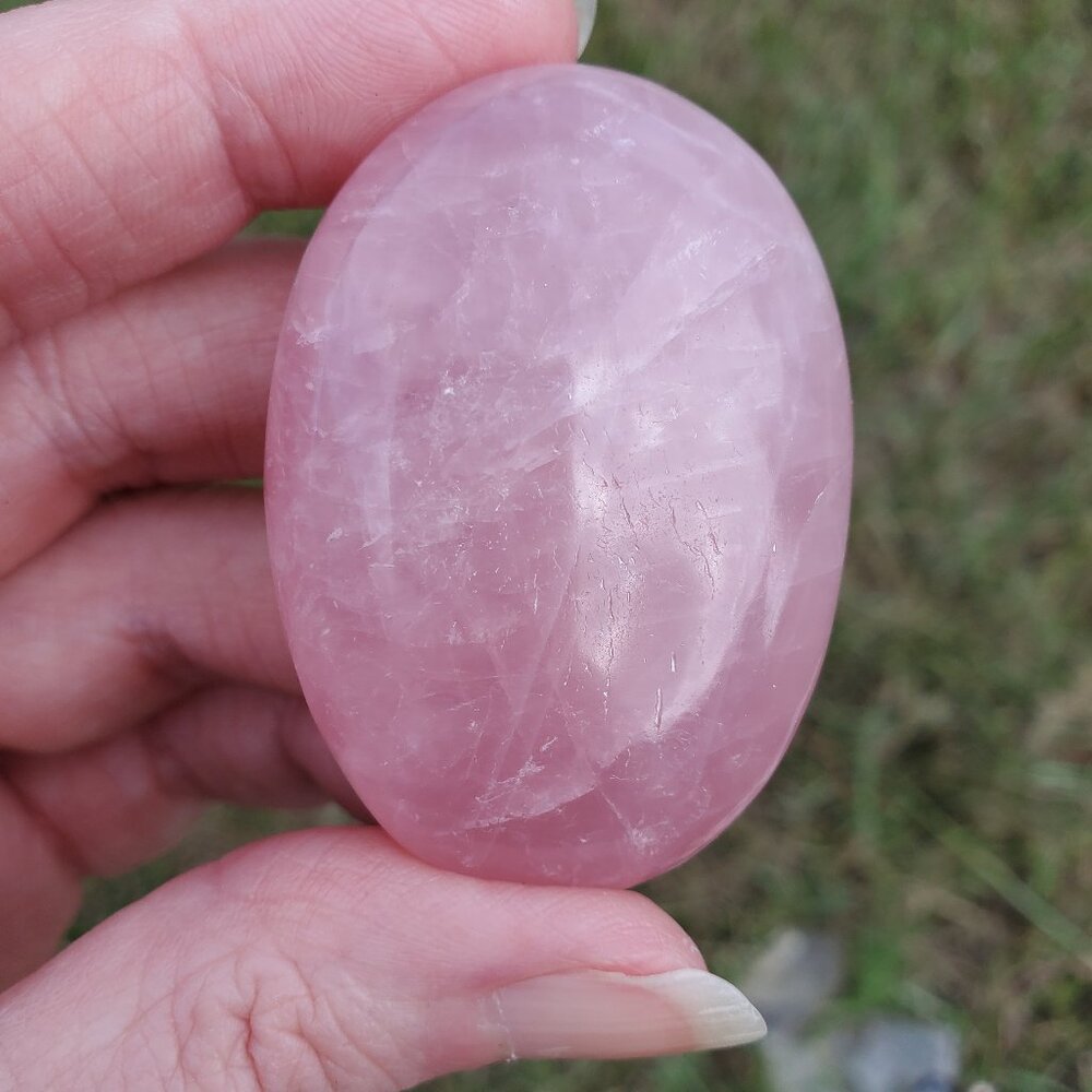 Rose Quartz Palm Pillow Stone